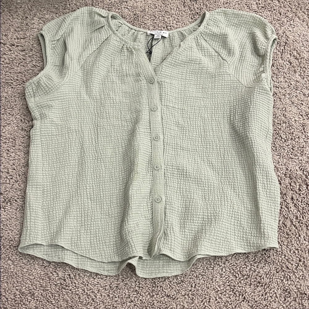 Current Air Light Green Textured Blouse
